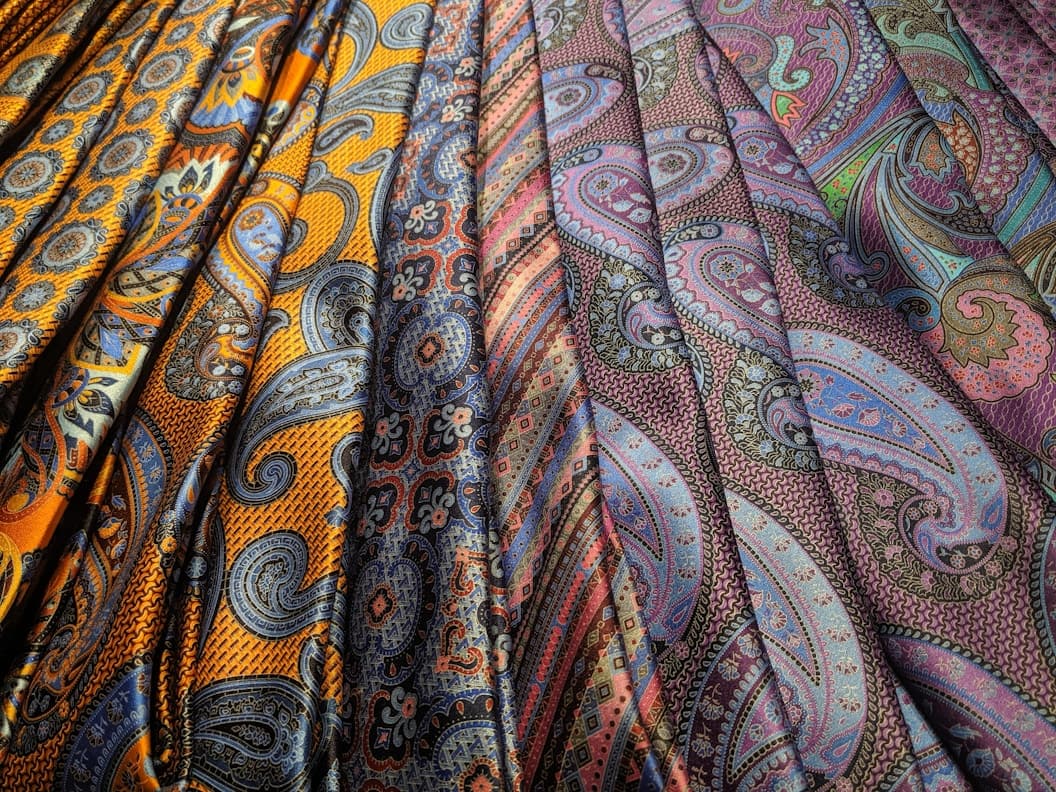 Fabric rolls with intricate patterns